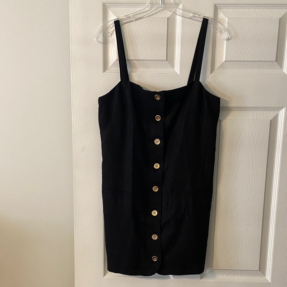 J.Crew Mini 100% linen Black Button-Down Dress size S brand new length 25” - Picture 1 of 12